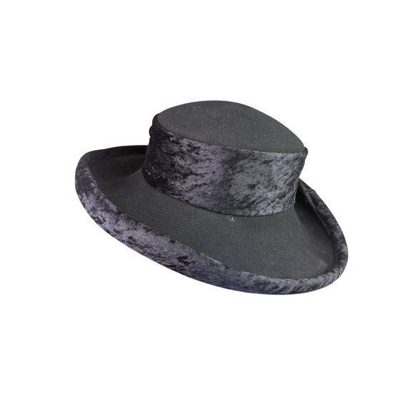 Importina Bollman Unisex Black Velvet-Finish Wool Vintage Style Wide Brim Hat main image 7